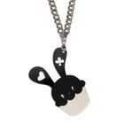 Sweet & Co. - Sweet Black Bunny Cupcake of Heart Silver Necklace