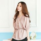 Tokyo Fashion - Pleated Tie-Waist Elbow-Sleeve Top