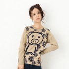 Buden Akindo - Long-Sleeve Print T-Shirt - Flower Pig
