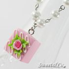 Sweet & Co. - Sweet Pink Rose Chocolate Pearl Necklace