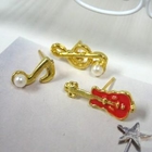 Angelove - Set of 3: Faux-Pearl Musical Note Earrings