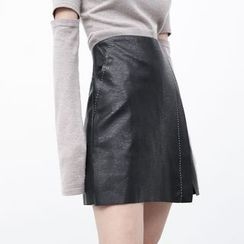 Sonne - Faux-Leather Stitched Mini Skirt Sonne - Faux-Leather Stitched Mini Skirt