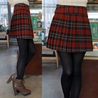 CLICK - Accordion-Pleat Plaid Miniskirt