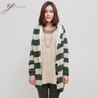 yeomong - Fleece-Lined Striped Knit Cardigan