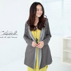 CatWorld - Contrast-Trim Hooded Cardigan