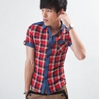MR.PARK - Denim Panel Plaid Shirt