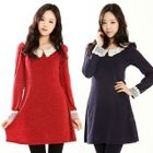 Daily Pink - Lace-Trim A-Line Knit Dress