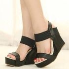 Mancienne - Faux-Leather Wedge Sandals