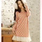 Tokyo Fashion - Lace-Hem Polka Dot Knit Dress