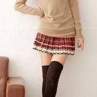 YUMI - Pleated Plaid Miniskirt