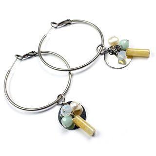 Amazonite with Citrine Hoop Earrings