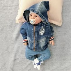 Madou - Baby Hooded Denim Jacket Madou - Baby Hooded Denim Jacket