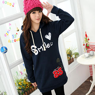 'Smile' Print Hooded Sweater Dress 'Smile' Print Hooded Sweater Dress