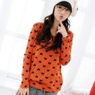 59 Seconds - Heart Print Long Knit Top