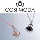 COSI MODA - Animal Charms Steel Necklace with Cubic Zirconia in Rose Gold & Black Color Plating