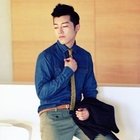 TOPGUYS - Long-Sleeve Denim Shirt