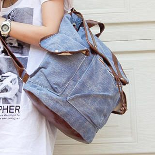 Flap-Pocket Denim Backpack