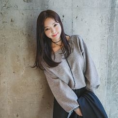 Envy Look - Boat-Neck Balloon-Sleeve Knit Top Envy Look - Boat-Neck Balloon-Sleeve Knit Top