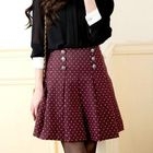 Tokyo Fashion - Button-Yoke Pleated Dotted Skirt