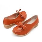 Lane172 - Genuine Leather Bow-Accent Wedges