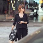 REDOPIN - Lace-Trim Pleated Back Blouse