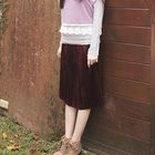 CatWorld - Pleated Velvet Midi Skirt