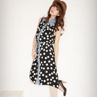 Kiwi Shop - Patterned Sleeveless Chiffon Shirtdress
