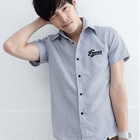 MR.PARK - Short-Sleeve Embroidered Striped Shirt