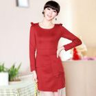 Meteshow - Long-Sleeve Ruffle-Layered Knit Dress