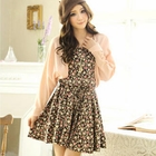 Tokyo Fashion - Set: Sleeveless Printed Dress + Cropped Cardigan