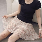 D.P-Shop - Floral Pleated Chiffon Skirt with Belt