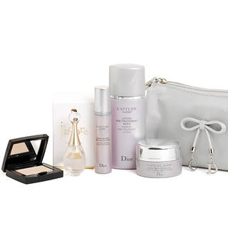 Capture & J'adore Set: EDP + Lotion + Serum + Crème + Makeup + Bag