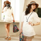 GUSET - Eyelet-Lace Elbow-Sleeve Top