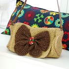 59 Seconds - Bow-Accent Straw Cross Bag