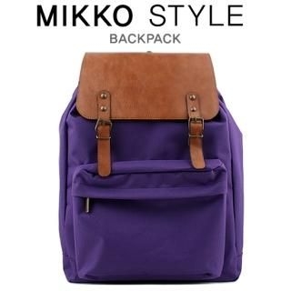 Faux-Leather Flap Canvas Backpack Faux-Leather Flap Canvas Backpack