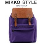 Mikko - Faux-Leather Flap Canvas Backpack