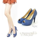 Bonjour Puu Jour - Faux-Leather Peep-Toe Pumps
