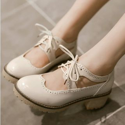 Freesia - Cutout Block Heel Brogues Freesia - Cutout Block Heel Brogues