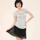 prischu - Puff-Sleeve Appliqué Top