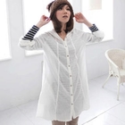 CatWorld - Tab-Sleeve Crinkled Hooded Shirtdress
