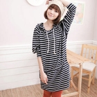 CatWorld - Gathered-Waist Striped Hooded Dress