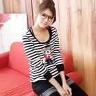CatWorld - Teddy Bear Appliqué Striped Top