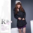 RingBear - Zip Front Padded Long Coat with Faux-Fur Trimmed Hood
