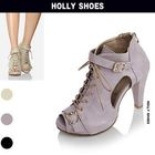 Holly Shoes - Peep-Toe Lace-Up Ankle Boots