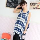 59 Seconds - Cutout Sleeve Striped Poncho Top (Belt not Included)
