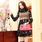 Meteshow - Knit Panel Rosette-Appliqué Pleated Dress