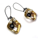 Truffles - Black & White & Gold Long Earrings