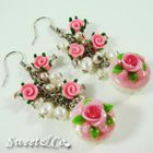 Sweet & Co. - Sweet Mini Pink Glitter Cupcake Floral Pearl Earrings