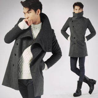 Wool Blend High-Neck Coat