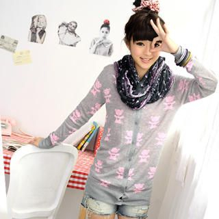 Bear Print Knit Cardigan Bear Print Knit Cardigan